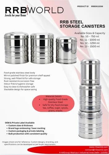 RRB Steel Storage Canister Container Dibba