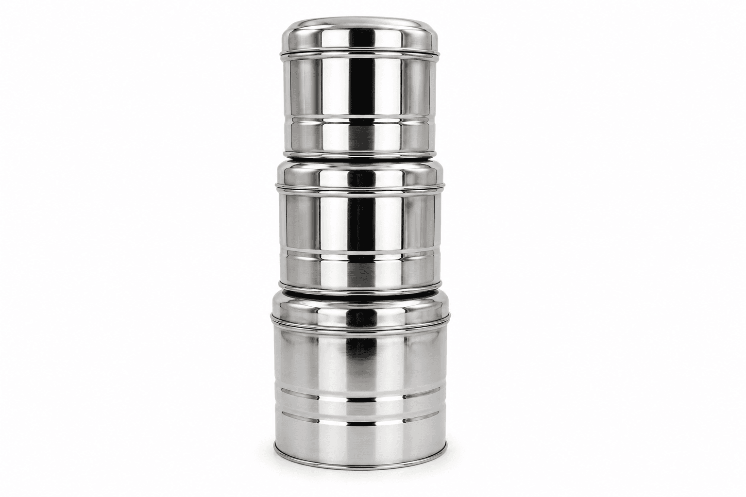 3 piece Steel Canister Set 750ml + 1000ml + 1250ml view 2