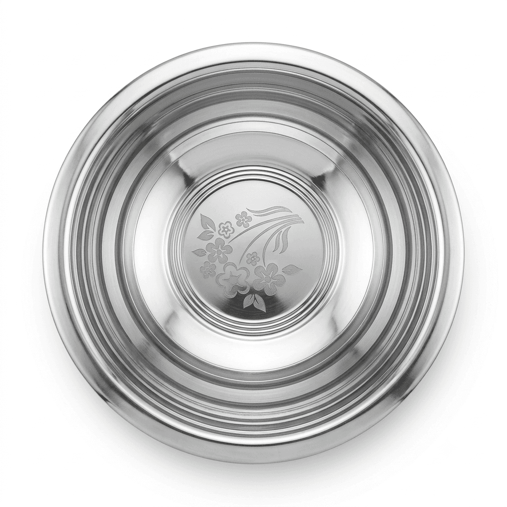 18 INCHES STEEL BESAN / CHILAMCHI / CHIRIMCHI / BESAN MIXING BOWL 220GM HIGH QUALITY MIRROR POLISH WITH LAZER AND SILVER TOUCH view 3