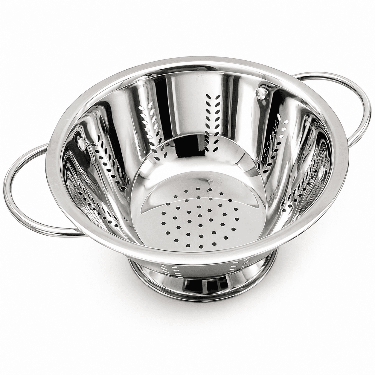 Extra High Quality Mirror Polish Stainless Steel leaf design Colander 14" inches 450gram