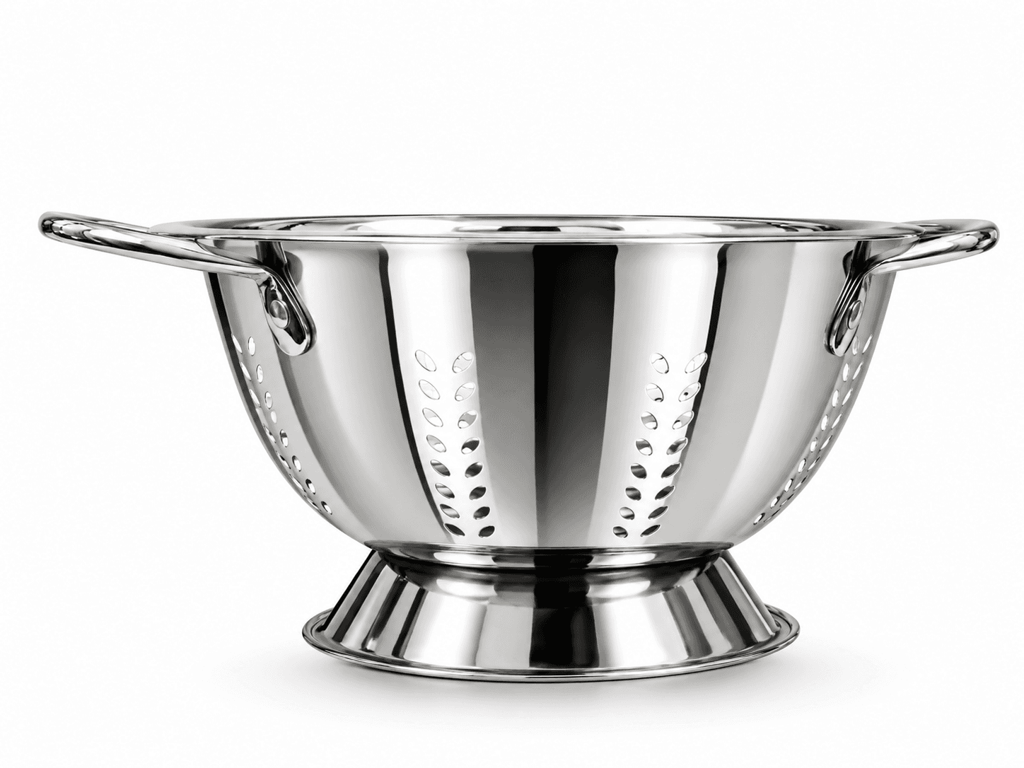 Extra High Quality Mirror Polish Stainless Steel leaf design Colander 16" inches 620gram view 3