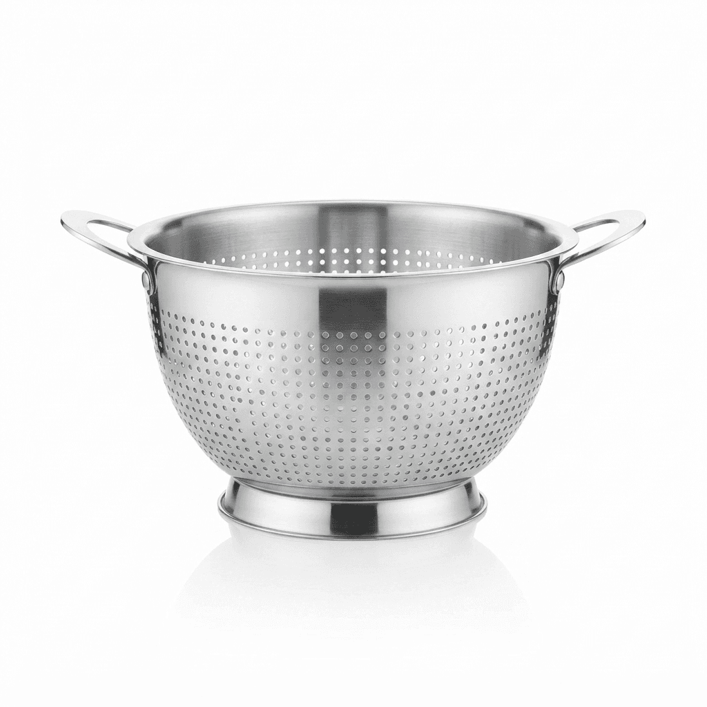 Extra High Quality Mirror Polish High Quality Holes Colander Fancy Design 16" inches 470gram view 2