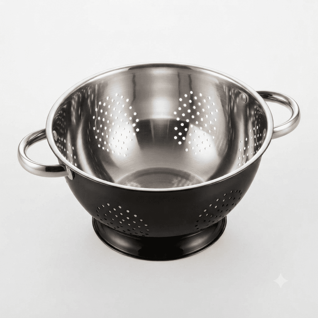 Stainless Steel Heavy Quality Colour Black n White Colander 14" inches 415gram & 16" inches 570gram Extra Mirror Polish view 3