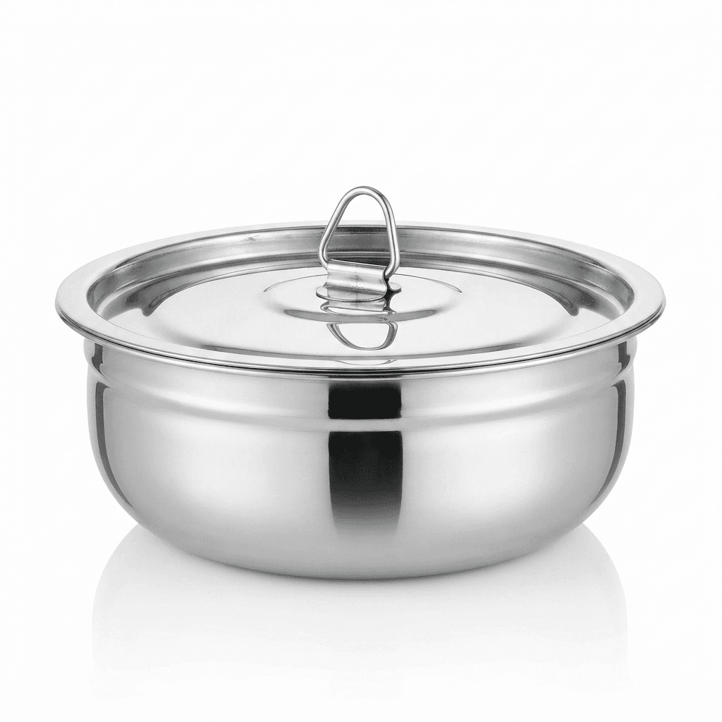 Stainless Steel Butter Pot / Makhan Pot / Serving Pot 9" inches 140gram piece Full Mirror Polish view 2