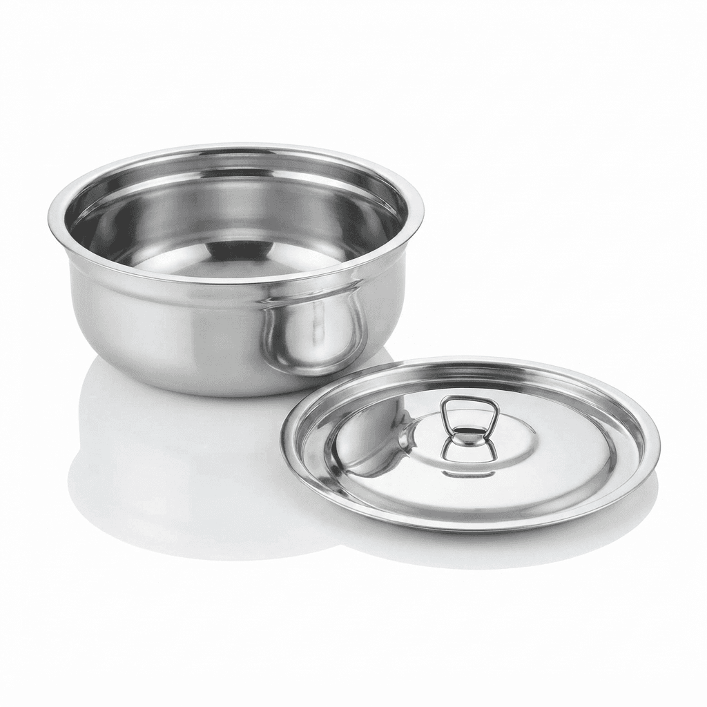 Stainless Steel Butter Pot / Makhan Pot / Serving Pot 10" inches 160gram piece Full Mirror Polish view 2