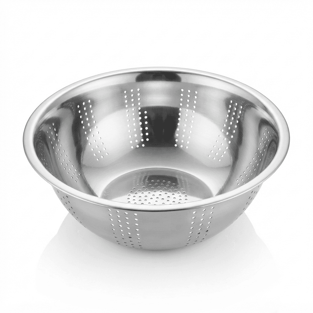 19" inches Stackable Colander 350gram High Quality Mirror Polish and Holes view 2