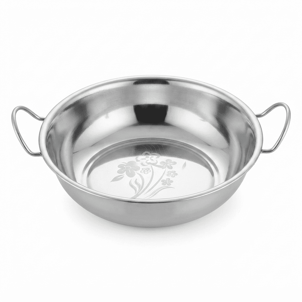 14" inches Stainless Steel Kadhai / Cooking Pot Mirror Polish + Lazer 260gram Under 99 Lot