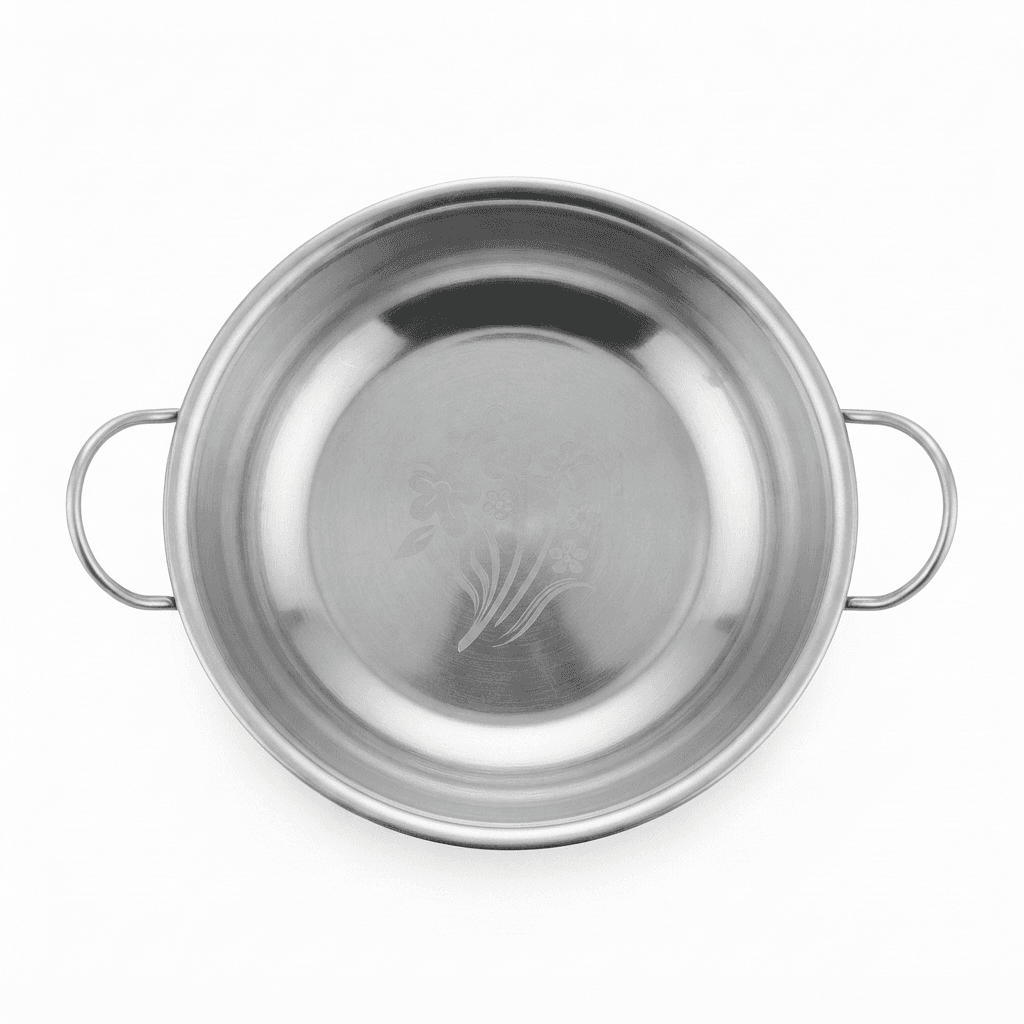 14" inches Stainless Steel Kadhai / Cooking Pot Mirror Polish + Lazer 260gram Under 99 Lot view 3