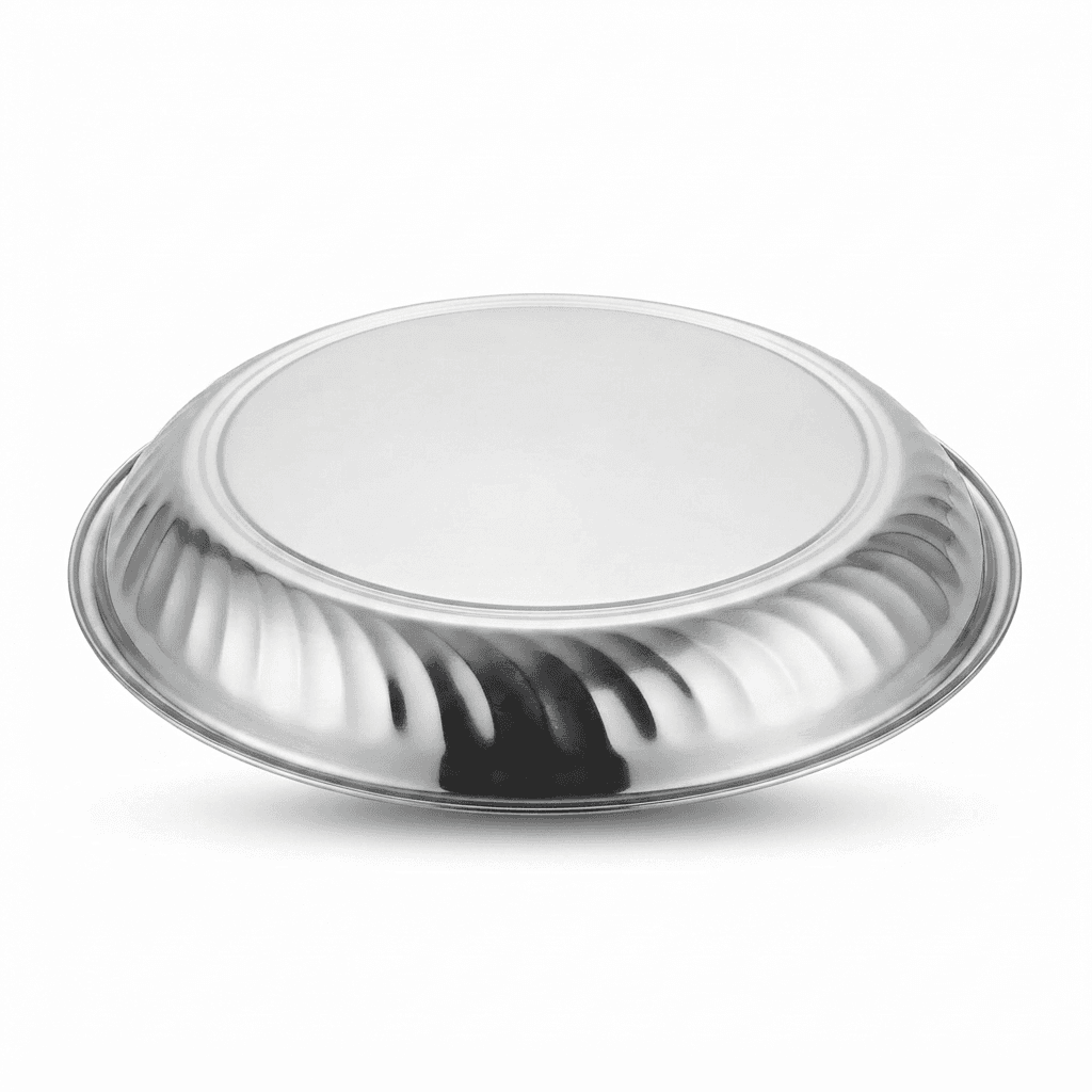 Stainless Steel 14" inches 160-65gram Heena Rice Plate / Dinner Plate Medium Mirror Polish and Lazer view 2