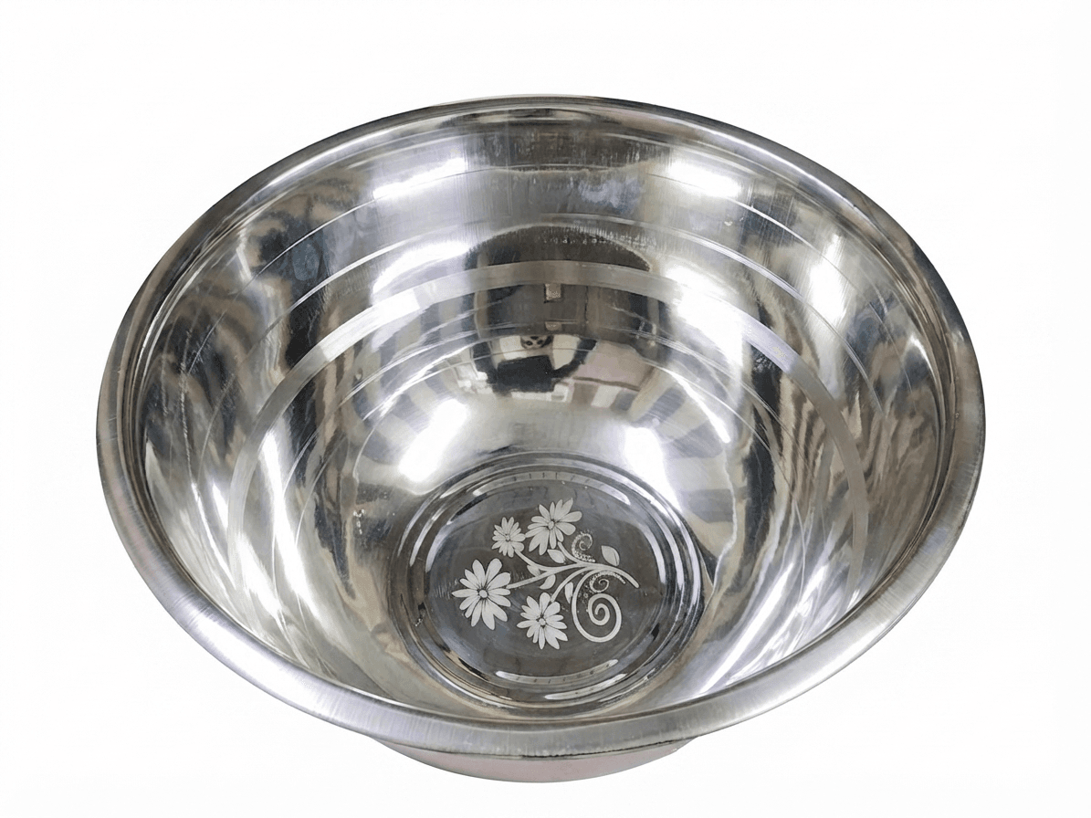17" inches 230gram Ubowl / Deep Mixing Bowl / Big Bowl with Lazer & Silver touch Full Mirror Polish