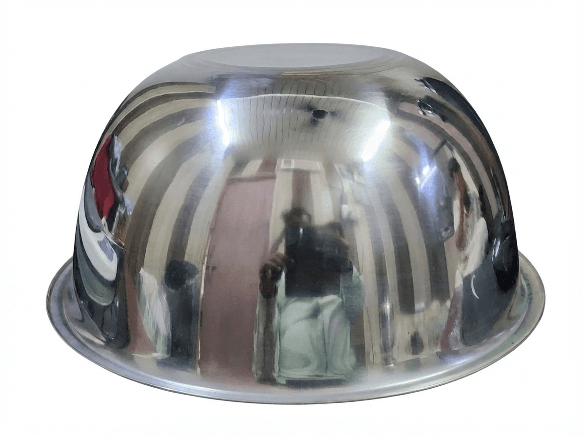 17" inches 230gram Ubowl / Deep Mixing Bowl / Big Bowl with Lazer & Silver touch Full Mirror Polish view 3