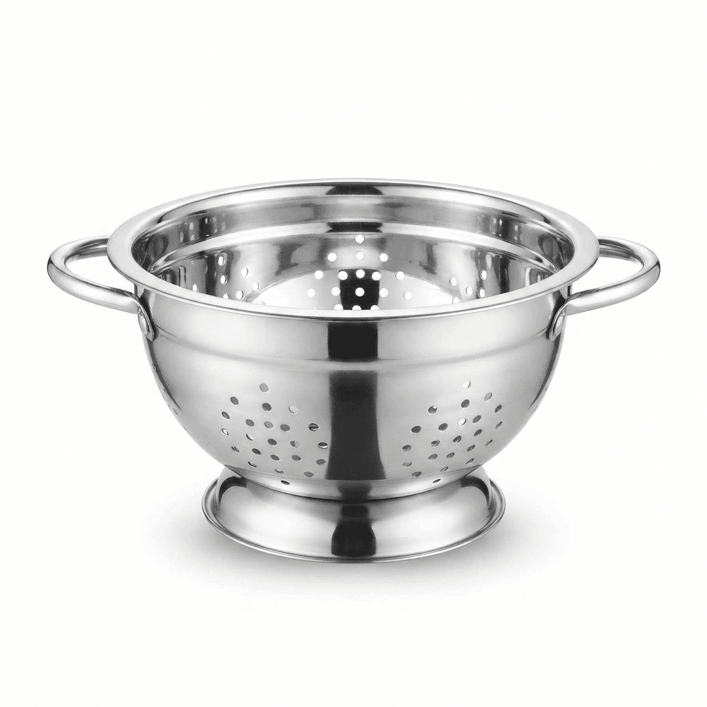 Extra High Quality Mirror Polish 14" inches 470gram Heavy Quality Steel German Colander / Chalna / fruit basket