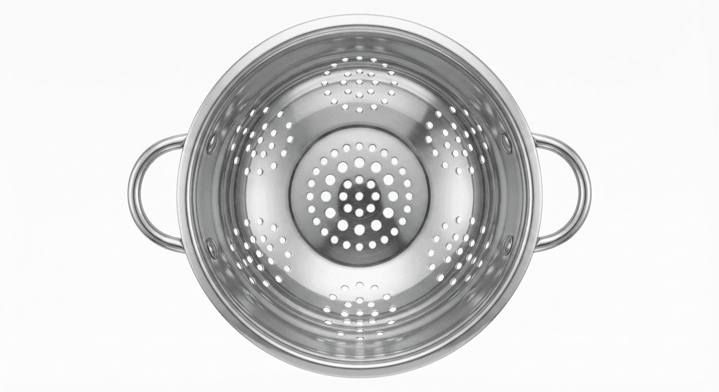 Extra High Quality Mirror Polish 16" inches 560gram Heavy Quality Steel German Colander / Chalna / fruit basket view 2