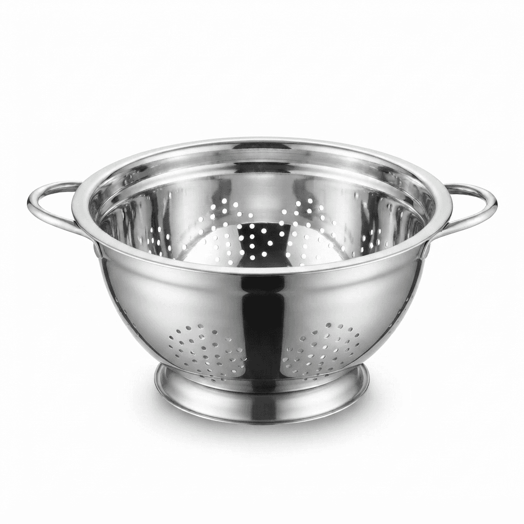 Extra High Quality Mirror Polish 17" inches 660gram Heavy Quality Steel German Colander / Chalna / fruit basket