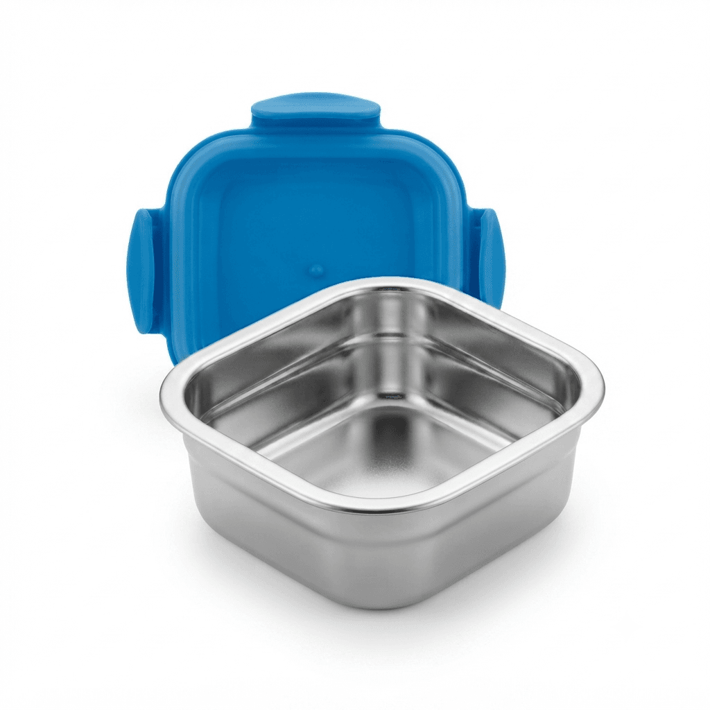 600ml Square Stainless Steel 4 Lock and Seal Air tight Lunchbox 140grams view 3
