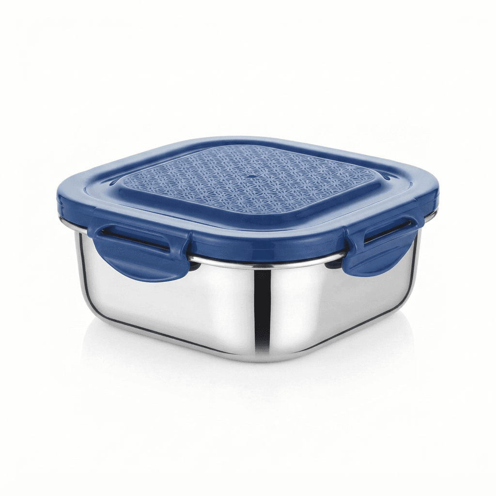 400ml Square Stainless Steel 4 Lock and Seal Air tight Lunchbox 120gram