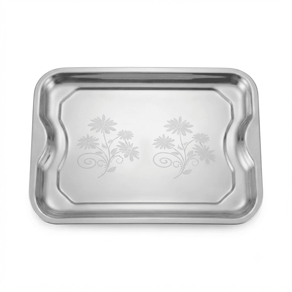 Dollar Tray / Serving Tray 16×11" inches 360gram Mirror Polish + Lazer