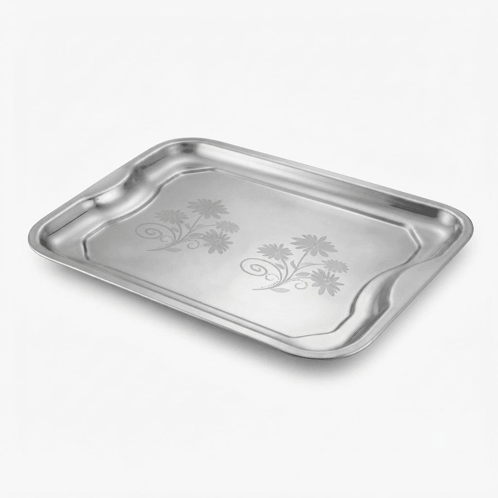 Dollar Tray / Serving Tray 16×11" inches 360gram Mirror Polish + Lazer view 2