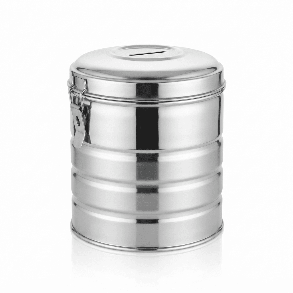 Stainless Steel Gullak / Money Bank / Piggy Bank 1250ml 200gram – photo 2