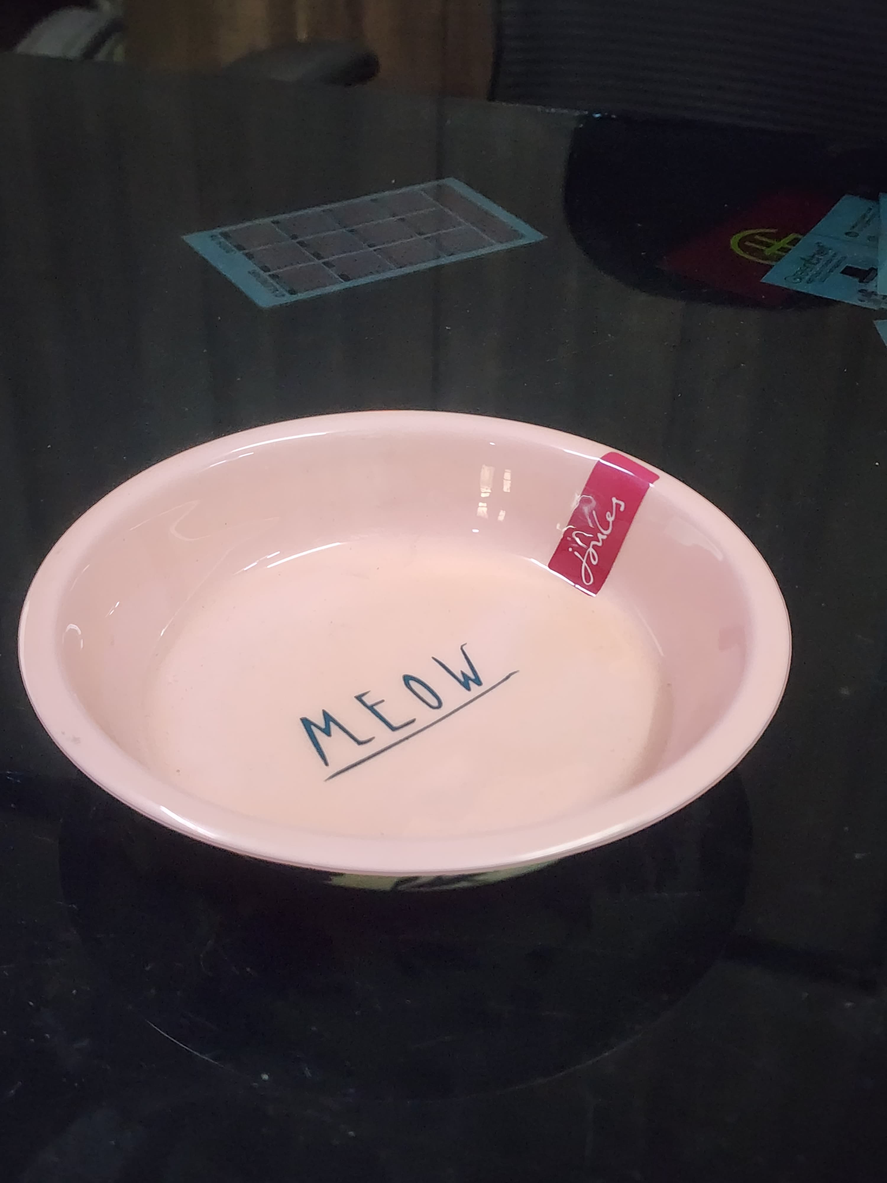 Stainless Steel Japanese Pink Enamel Printed Cat Dish / Cat Tray / Cat feeding Bowl 65gram 9" inches view 3