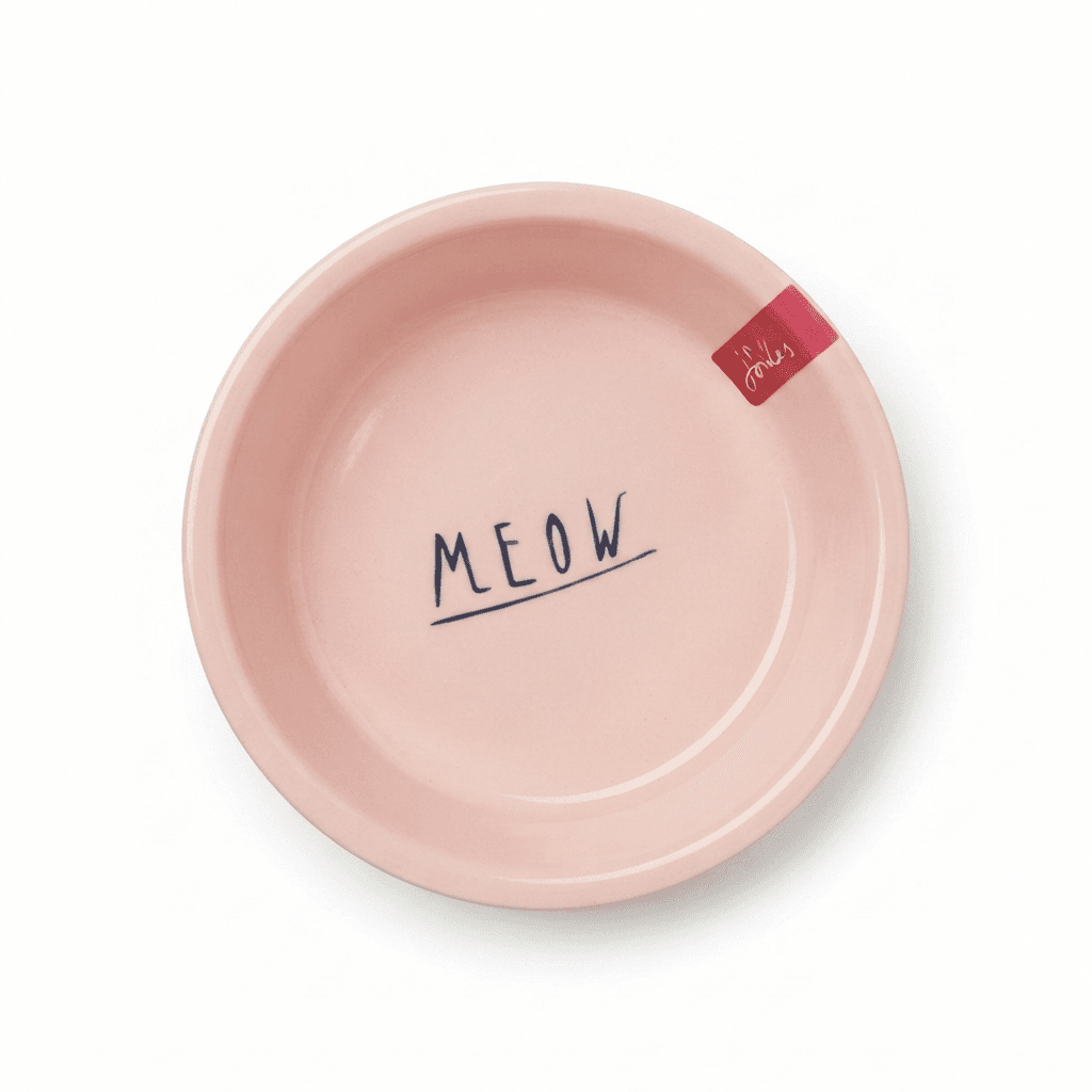 Stainless Steel Japanese Pink Enamel Printed Cat Dish / Cat Tray / Cat feeding Bowl 65gram 9" inches