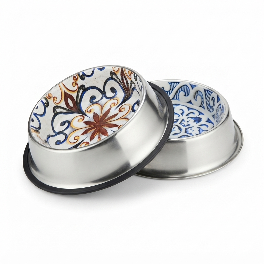 1 no. Zero number Dog bowl / Dog feeding Bowl / Pet bowl / Enamel Printed Dog Bowl mix designs – photo 1